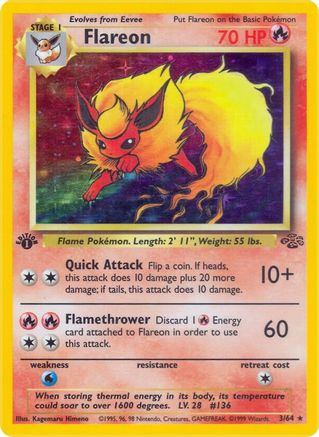 Flareon (3) 003/64 [Jungle]  - 1st Edition Holofoil