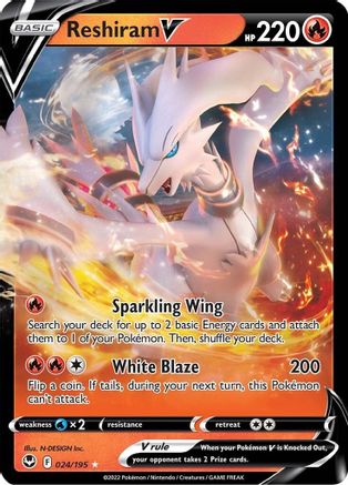 Reshiram V 024/195 [SWSH12 Silver Tempest]  - Holofoil