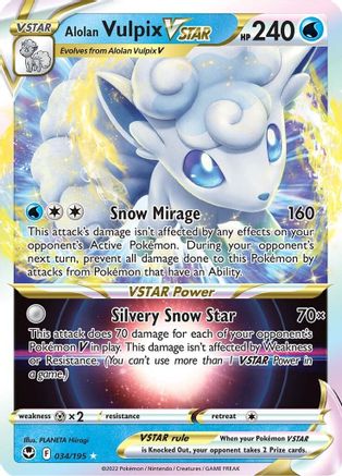 Alolan Vulpix VSTAR 034/195 [SWSH12 Silver Tempest]  - Holofoil