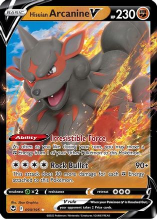 Hisuian Arcanine V 090/195 [SWSH12 Silver Tempest]  - Holofoil