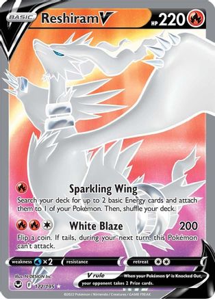 Reshiram V (Full Art) 172/195 [SWSH12 Silver Tempest]  - Holofoil