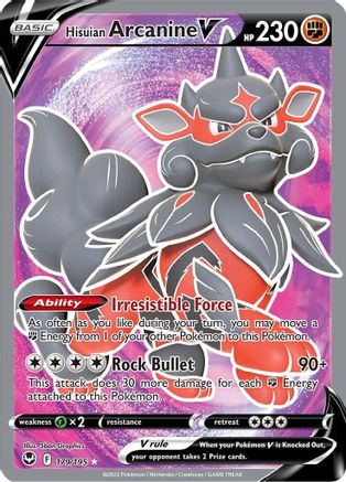 Hisuian Arcanine V (Full Art) 179/195 [SWSH12 Silver Tempest]  - Holofoil