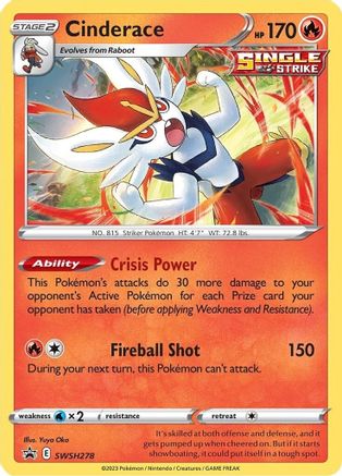 Cinderace SWSH278 [SWSH Sword & Shield Promo Cards]  - Holofoil