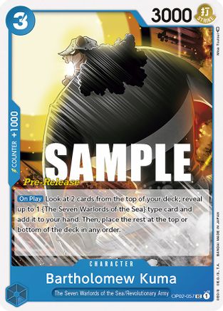 Bartholomew Kuma (OP02-057)  [Paramount War Pre-Release Cards]