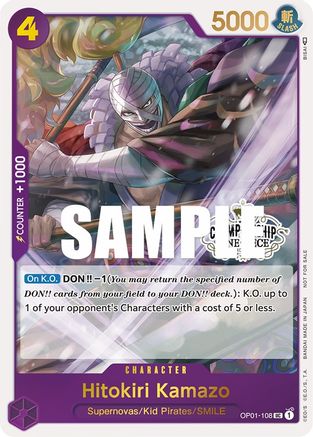 Hitokiri Kamazo (Store Championship Participation Pack) (OP01-108)  [One Piece Promotion Cards] Foil