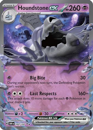 Houndstone ex 102/197 [SV03 Obsidian Flames]  - Holofoil