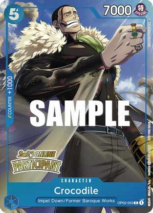Crocodile (Online Regional 2023) [Participant] (OP02-053)  [One Piece Promotion Cards] Foil