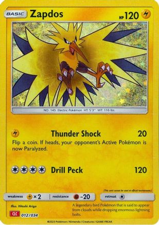 Zapdos 012/034 [Trading Card Game Classic]  - Holofoil
