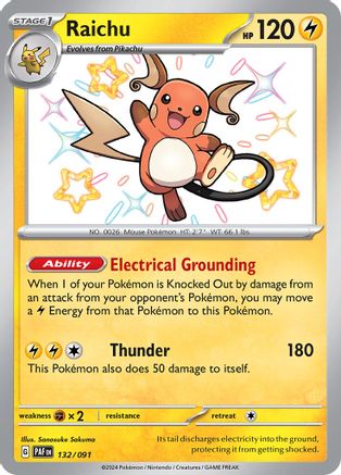 Raichu 132/091 [SV Paldean Fates]  - Holofoil