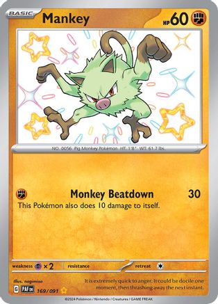 Mankey 169/091 [SV Paldean Fates]  - Holofoil