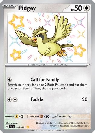 Pidgey 196/091 [SV Paldean Fates]  - Holofoil
