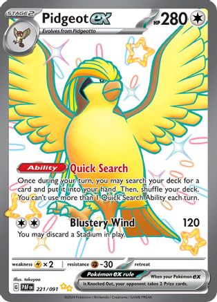 Pidgeot ex 221/091 [SV Paldean Fates]  - Holofoil