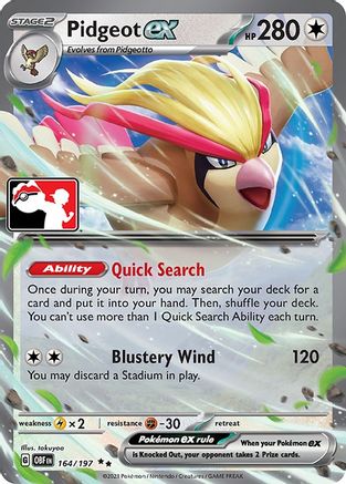 Pidgeot ex 164/197 [Prize Pack Series Cards]  - Holofoil