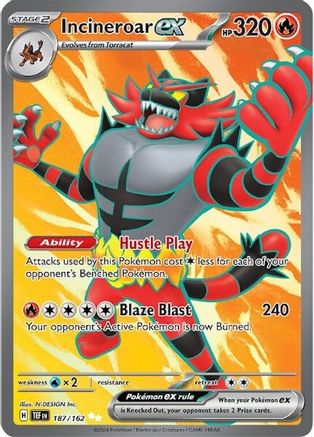 Incineroar ex 187/162 [SV05 Temporal Forces]  - Holofoil