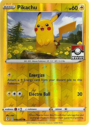 Pikachu 049/203 [League & Championship Cards]  - Reverse Holofoil