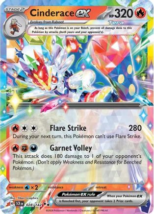 Cinderace ex 028/142 [SV07 Stellar Crown]  - Holofoil