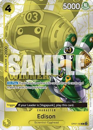 Edison (Winner Pack 2024 Oct.-Dec.) (OP07-100)  [One Piece Promotion Cards] Foil
