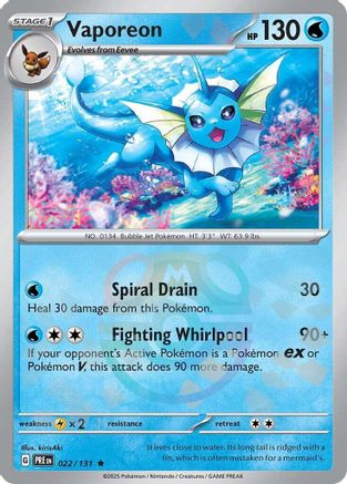 Vaporeon (Master Ball Pattern) 022/131 [SV Prismatic Evolutions]  - Holofoil