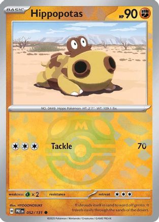 Hippopotas (Master Ball Pattern) 052/131 [SV Prismatic Evolutions]  - Holofoil