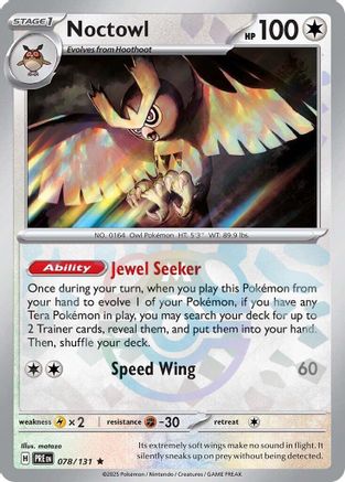 Noctowl (Master Ball Pattern) 078/131 [SV Prismatic Evolutions]  - Holofoil