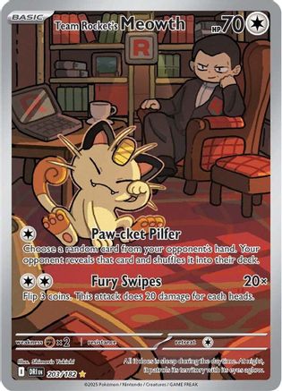 Team Rocket's Meowth 203/182 [SV10 Destined Rivals]  - Holofoil