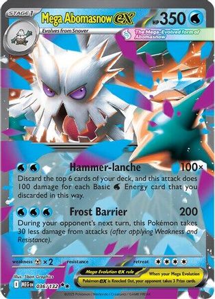 Mega Abomasnow ex 036/132 [ME01 Mega Evolution]  - Holofoil
