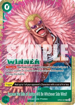 Because the Side of Justice Will Be Whichever Side Wins!! (Winner Pack 2025 Vol. 4) (OP05-037)  [One Piece Promotion Cards] Foil
