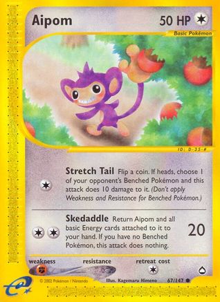 Aipom 067/147 [Aquapolis]  - Reverse Holofoil