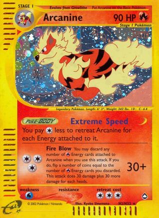 Arcanine (H2) 0H2 [Aquapolis]  - Holofoil