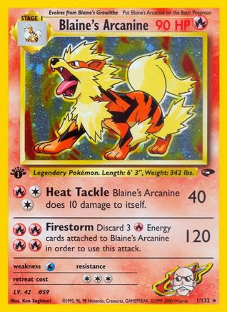 Blaine's Arcanine 001/132 [Gym Challenge]  - 1st Edition Holofoil