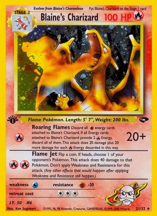 Blaine's Charizard 002/132 [Gym Challenge]  - 1st Edition Holofoil