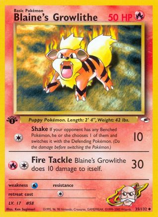 Blaine's Growlithe (35) 035/132 [Gym Heroes]  - 1st Edition