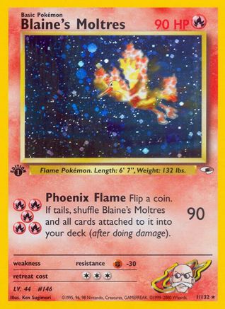 Blaine's Moltres 001/132 [Gym Heroes]  - 1st Edition Holofoil