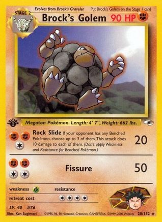 Brock's Golem 020/132 [Gym Heroes]  - 1st Edition