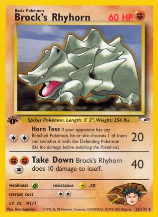 Brock's Rhyhorn (22) 022/132 [Gym Heroes]  - 1st Edition