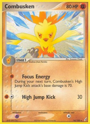 Combusken 016/100 [Crystal Guardians]  - Reverse Holofoil