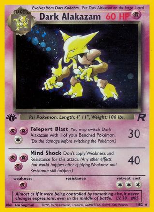 Dark Alakazam (1) 001/82 [Team Rocket]  - 1st Edition Holofoil