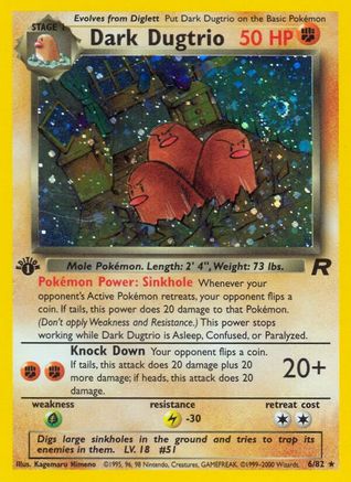 Dark Dugtrio (6) 006/82 [Team Rocket]  - 1st Edition Holofoil