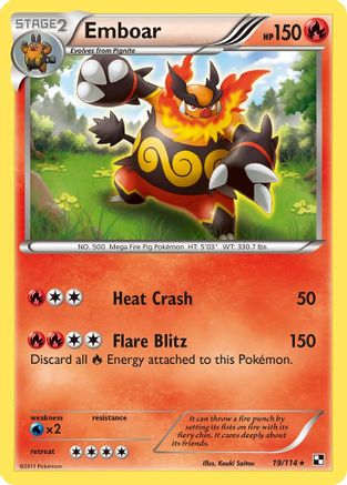 Emboar (19) 019/114 [Black and White]  - Holofoil