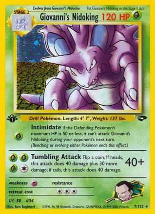 Giovanni's Nidoking 007/132 [Gym Challenge]  - 1st Edition Holofoil