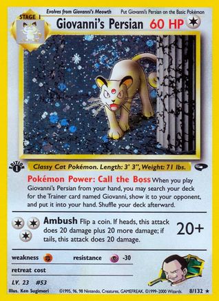 Giovanni's Persian 008/132 [Gym Challenge]  - 1st Edition Holofoil