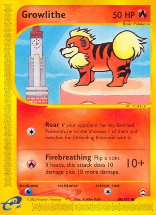 Growlithe (80) 080 [Aquapolis]  - Reverse Holofoil