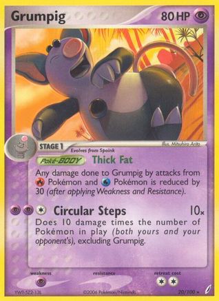 Grumpig 020/100 [Crystal Guardians]  - Reverse Holofoil