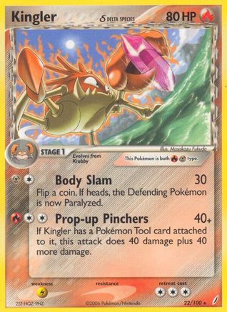 Kingler (Delta Species) 022/100 [Crystal Guardians]  - Reverse Holofoil