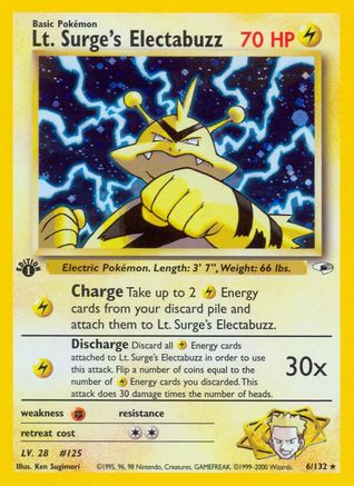 Lt. Surge's Electabuzz (6) 006/132 [Gym Heroes]  - 1st Edition Holofoil