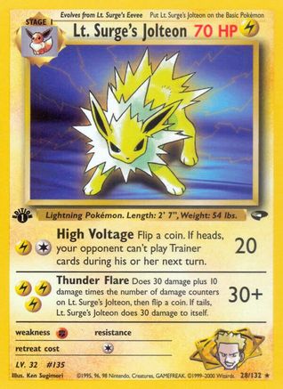 Lt. Surge's Jolteon 028/132 [Gym Challenge]  - 1st Edition
