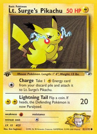 Lt. Surge's Pikachu 081/132 [Gym Heroes]  - 1st Edition