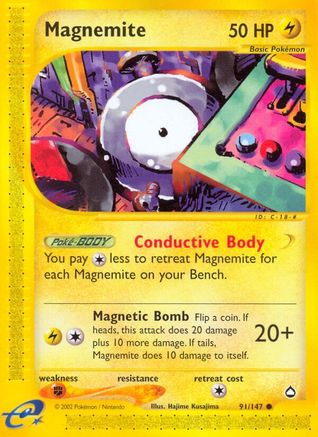 Magnemite (91) 091/147 [Aquapolis]  - Reverse Holofoil