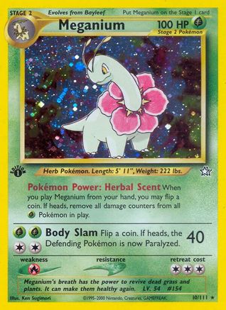 Meganium (10) 010/111  - 1st Edition Holofoil