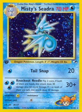 Misty's Seadra 009/132 [Gym Heroes]  - 1st Edition Holofoil